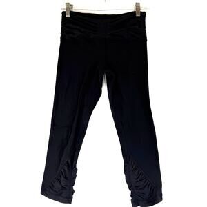 Lululemon Black Venus Ruched Cropped Leggings Size 6